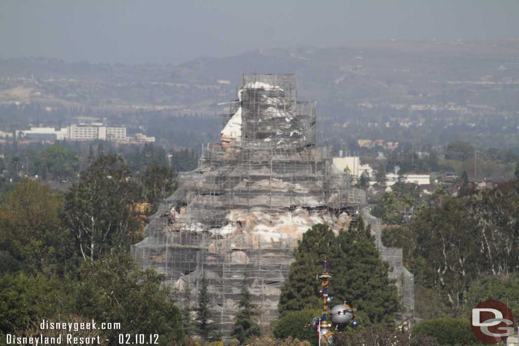 The Matterhorn is moving along.  Many areas looked to have been sand blasted/had the paint taken off already.