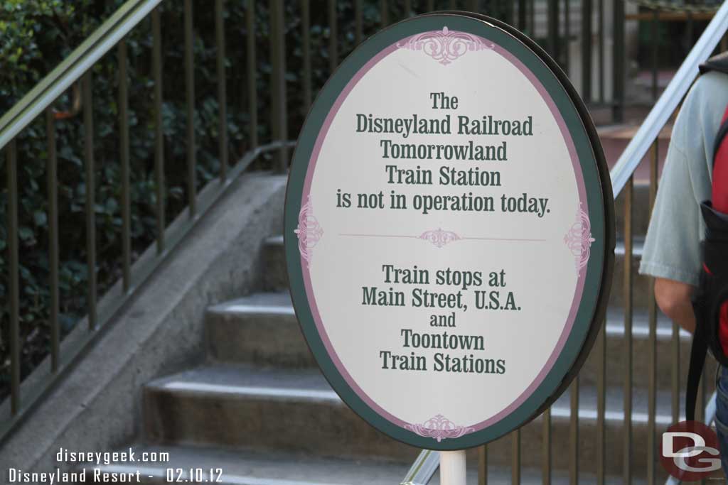 They were working on the Tomorrowland station, looked to be painting and work on the sign (pictures later in this update).