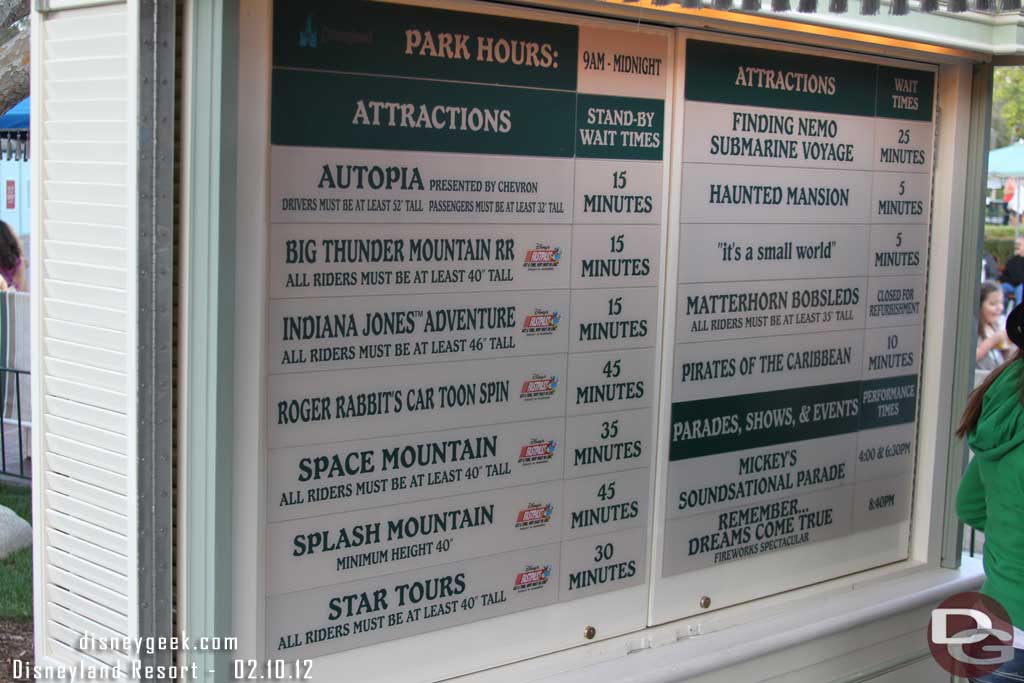 The wait times at 4:50pm