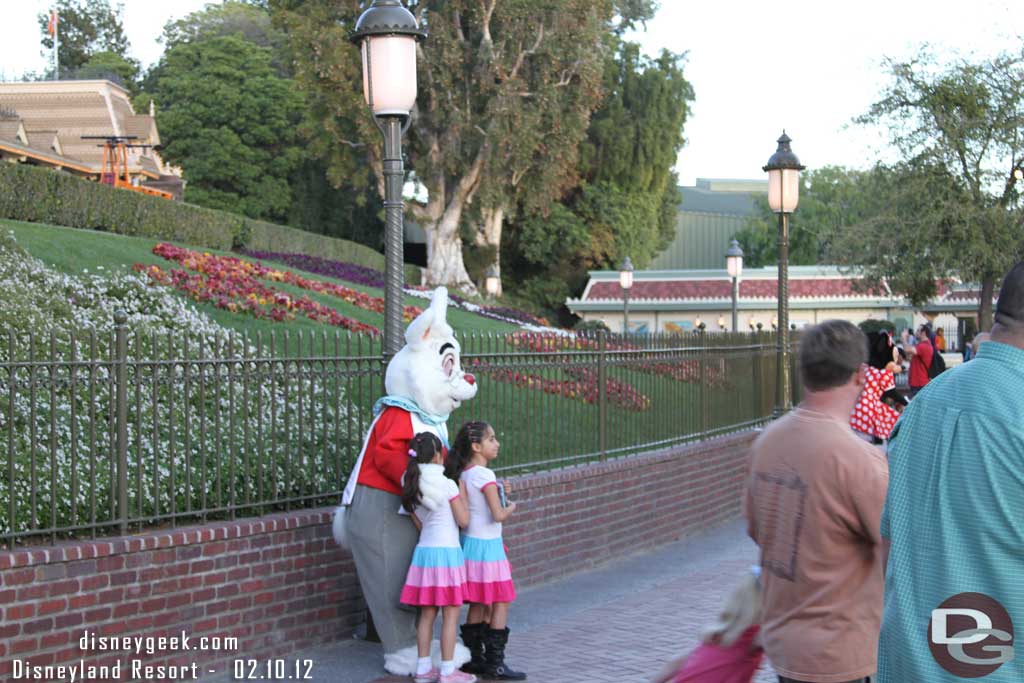 The White Rabbit, Minnie and Mickey out for pictures.