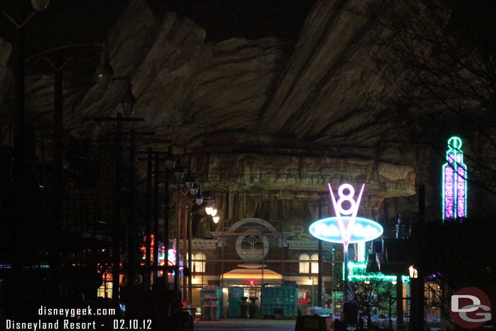 Speaking of impressive after dark.. more neon was on this evening and the more I see the more I cannot wait to go hang out in Radiator Springs!  Speaking of which did everyone catch on the earnings call early this week Bob Iger said Cars Land would be opening in June (no date but at least officially it is down to a month now!).  Rumor is mid June... which fits with the model of the past couple of years and openings.