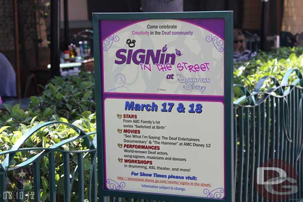 Next week is an event in Downtown Disney - Signin in the Street.  Hopefully the weather forecasts are wrong (they are saying rain next weekend as of today)