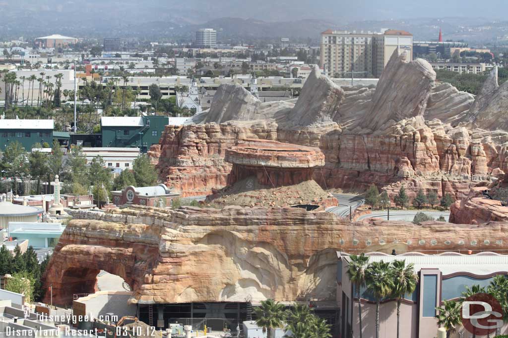 An almost scaffolding free shot of Cars Land.