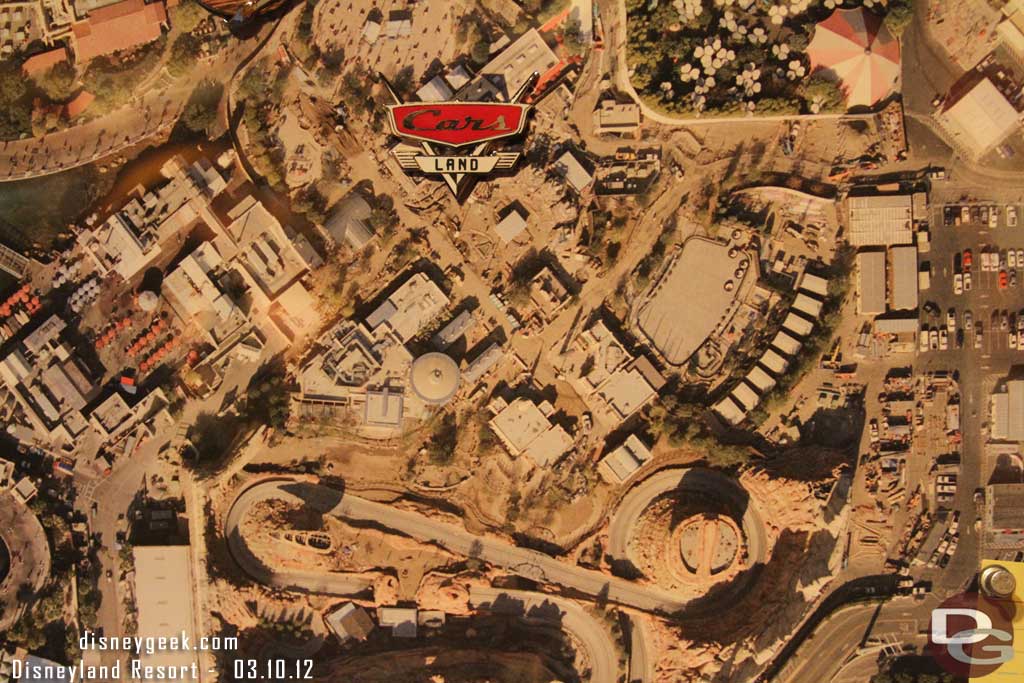 Had a request for a closer shot of Cars Land.  This picture was taken back in January.  In just under two monhts they have made a lot of progress.