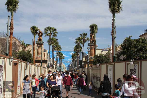 Looking back down the street to the Backlot.