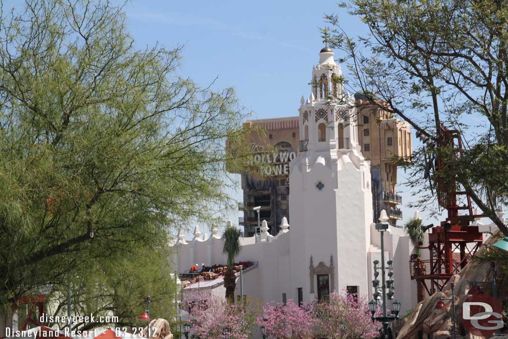 They are working on the tile roof for the Carthay.