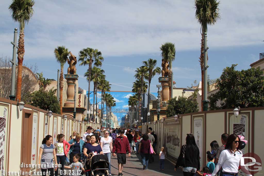 Looking back down the street to the Backlot.