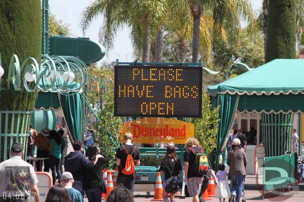 And announce the bag check.  Speaking of which wonder if/when they will move to make the bag check more permanent and less temporary looking.  I think it is safe to say it is here for the long run now.