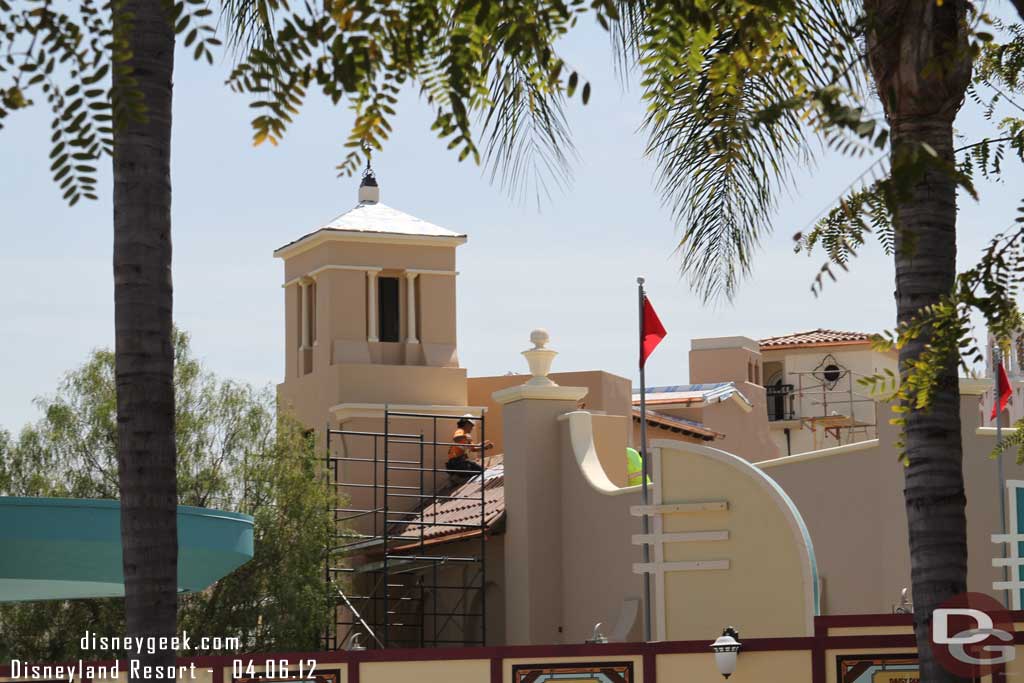 Roofs are going on many of the Buena Vista Street buildings.