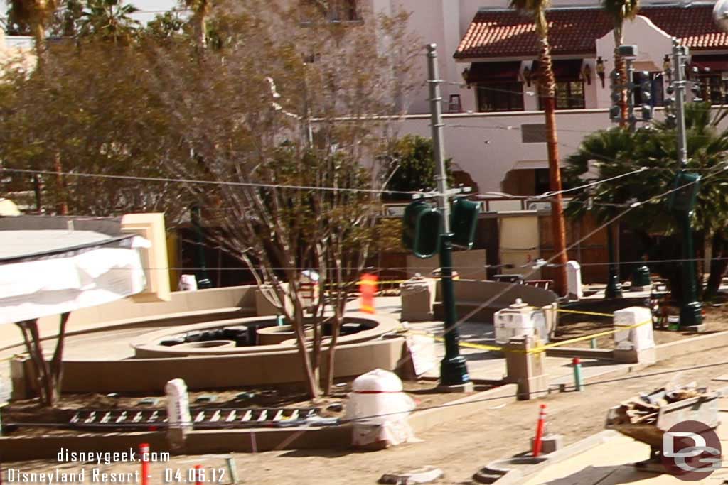 The park area is moving along.  Also notice the Red Car cables/wire now run over the construction area too.