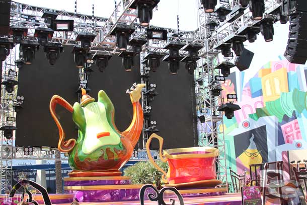 Props have been installed on the stage.  The stage will feature a live band.