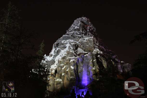 The Matterhorn waterfalls have some great new lighting.