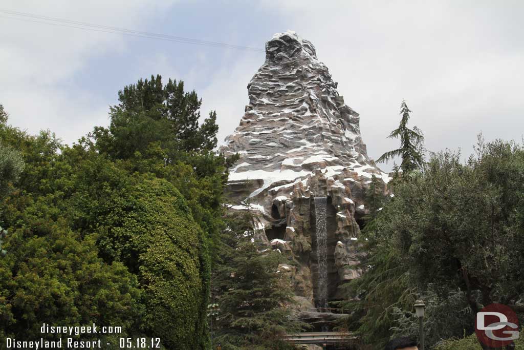 The Matterhorn has water flowing again and bobsleds were being cycled.