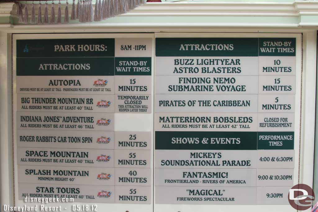 The wait times around 1:30pm