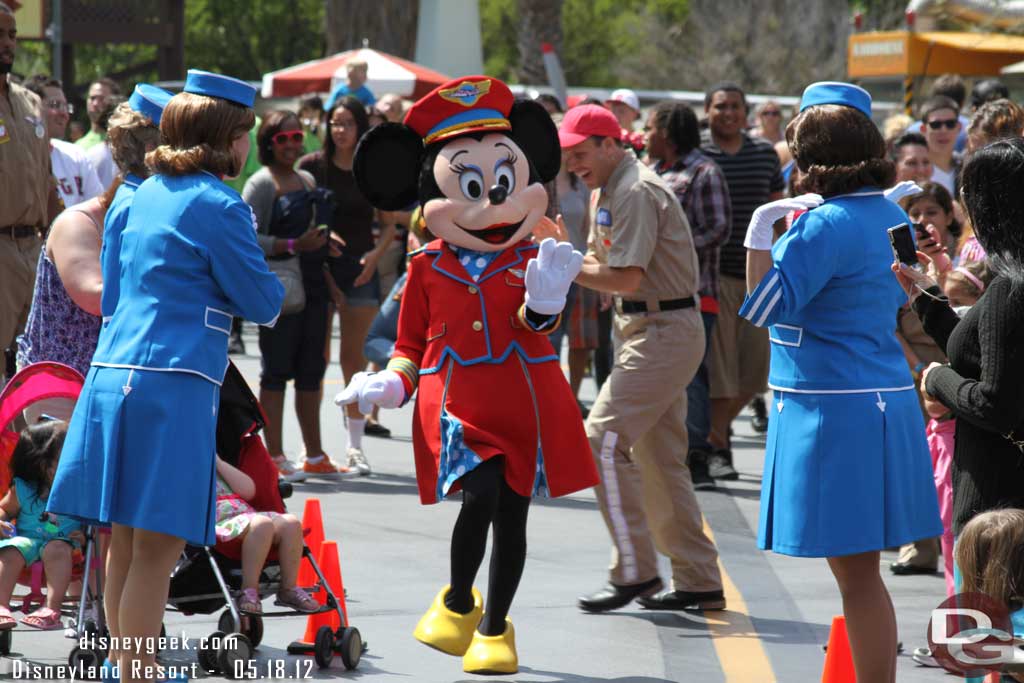 Minnie arriving at her Charter Airlines.