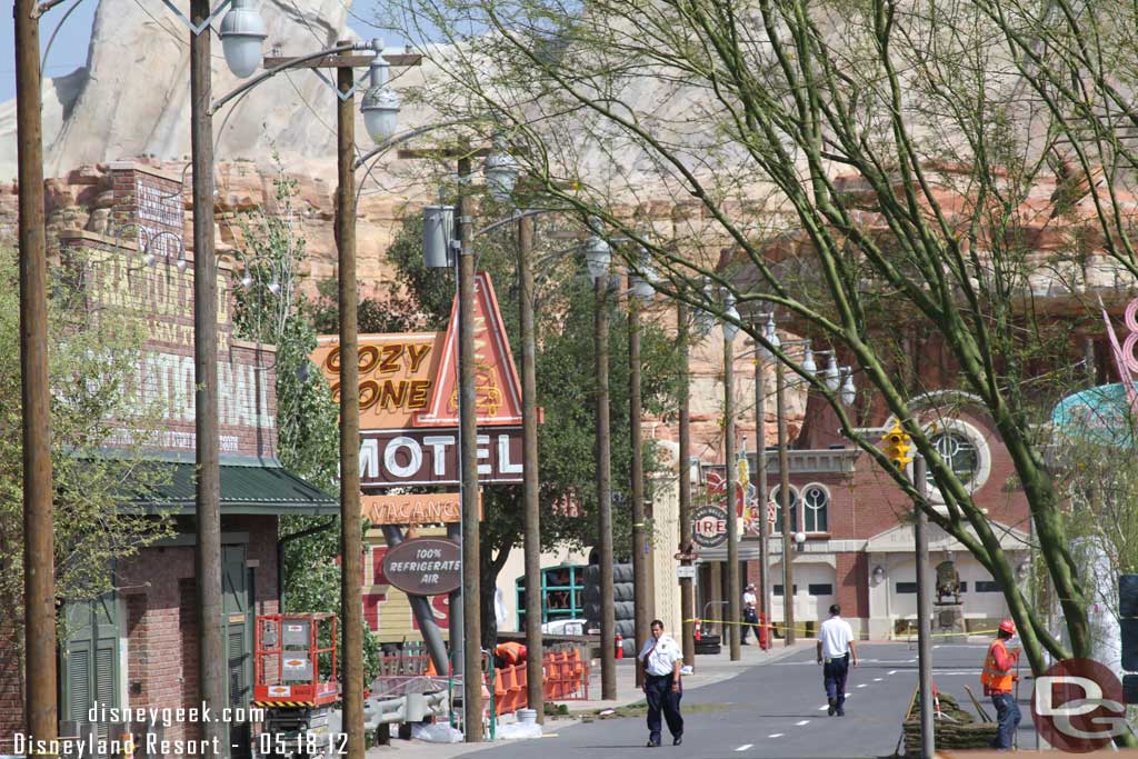 A look down Route 66, which now has stripping on it.