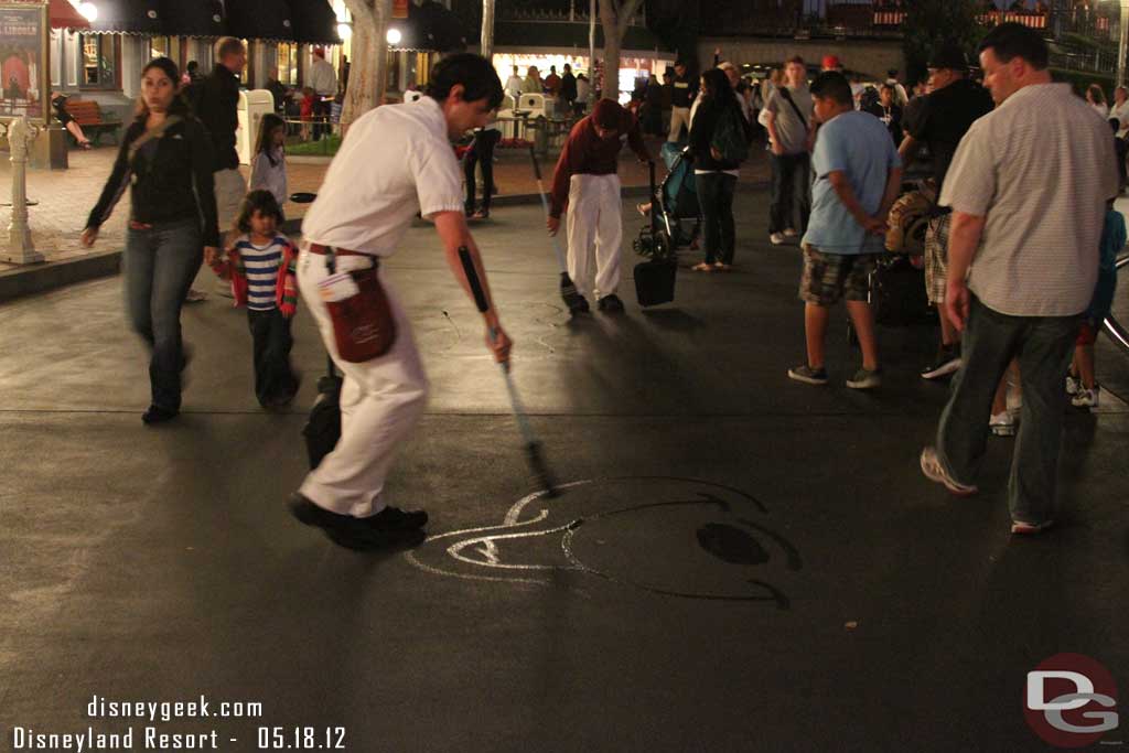 Some water art being created on Main Street.