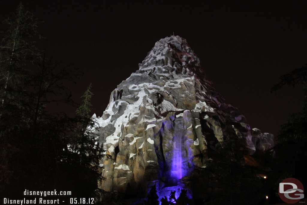 The Matterhorn waterfalls have some great new lighting.