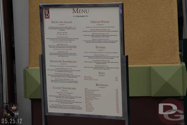 The menu.