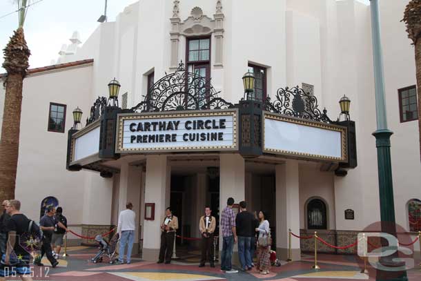 The Carthay entrance.  There were a couple of cast members positioned outside to answer questions.