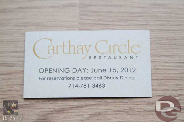 And the reverse side had the opening date and dining number.