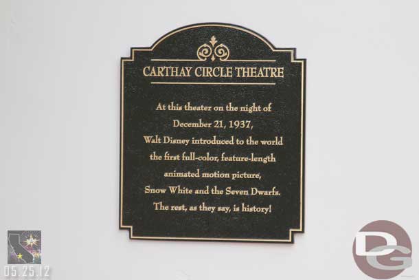 A closer look at the plaque on the wall.