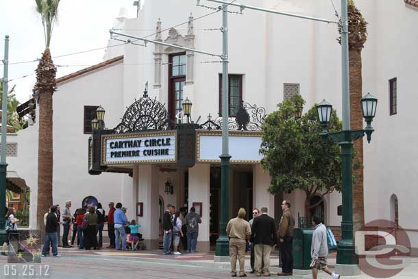 There were several Imagineers milling around the front of the Carthay.. eventually a couple of reporters showed up to talk with them and then tour the Carthay.