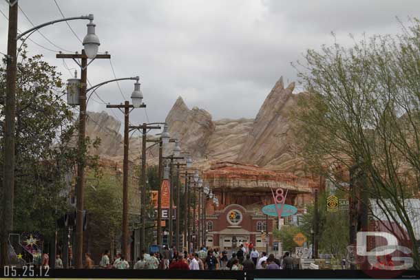 Cars Land was a live with activity as Cast Members were being allowed to preview Maters.  I could not tell if they were heading to the other two or not.