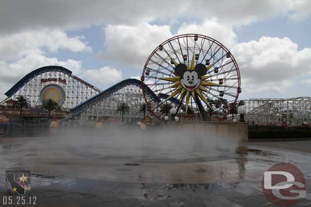 The fountains in Paradise Park were on, but since it was cool out no one was in them..