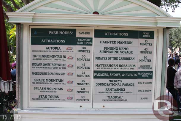 The wait times around 3:00pm