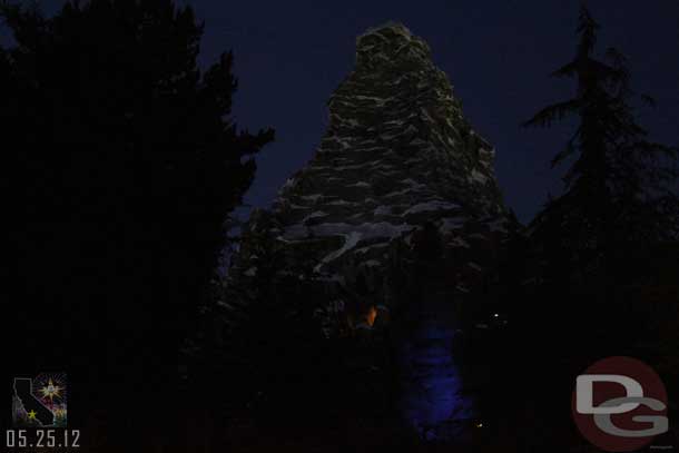 The Matterhorn.. I did not take the time to set up the picture..  but the waterfalls were off and the lights on it. 