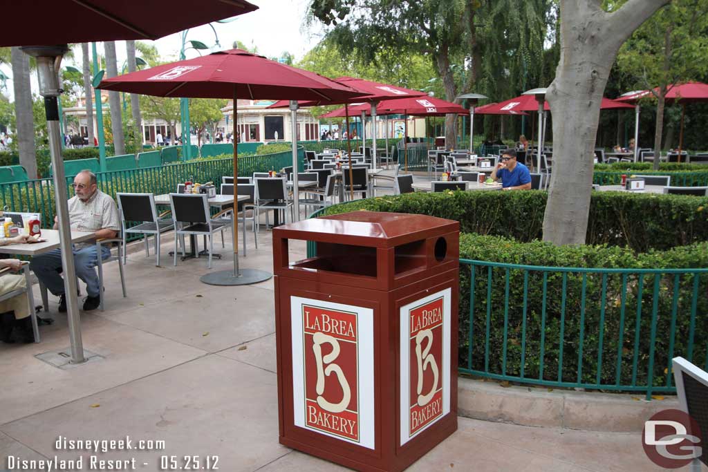 The outdoor seating area.  New tables and chairs but no other real changes.  I thought they may take this opportunity to redo the area so they would not need the temporary security fences anymore.