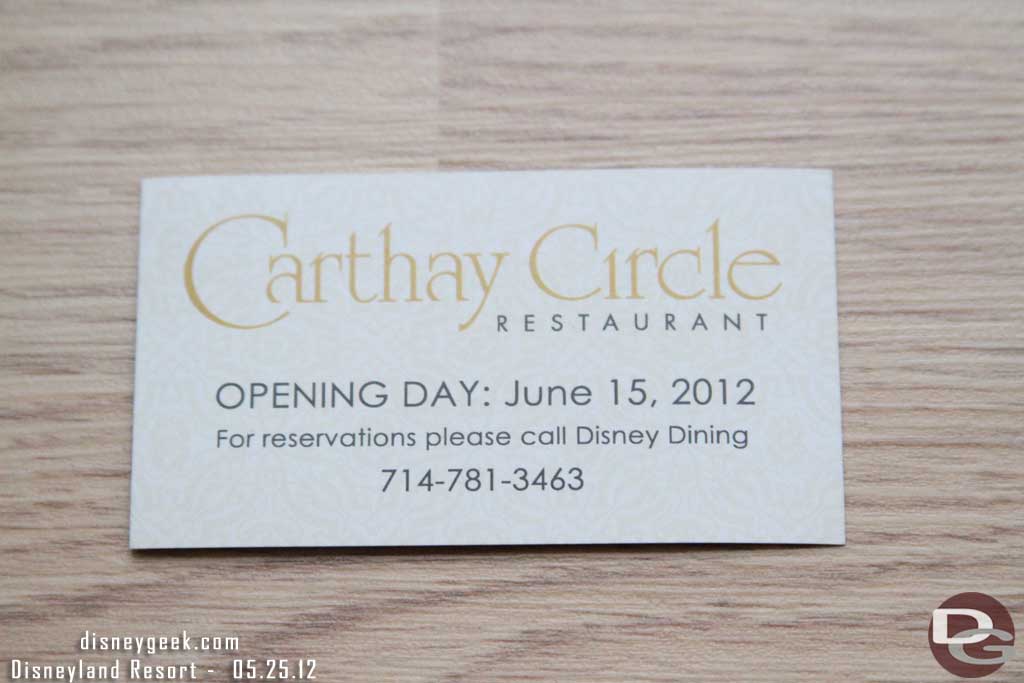 And the reverse side had the opening date and dining number.