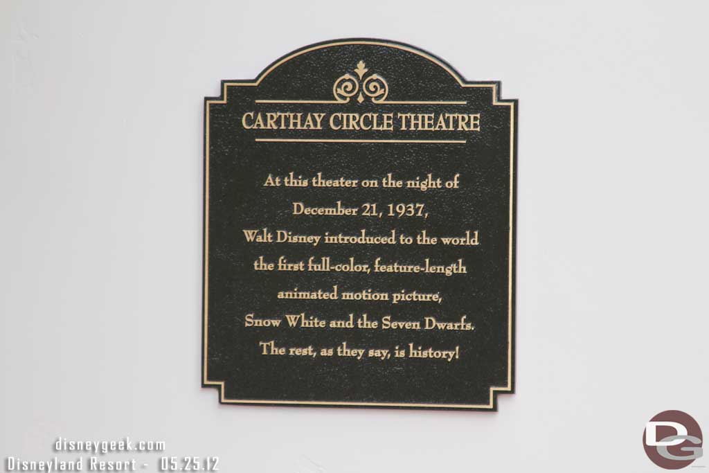 A closer look at the plaque on the wall.