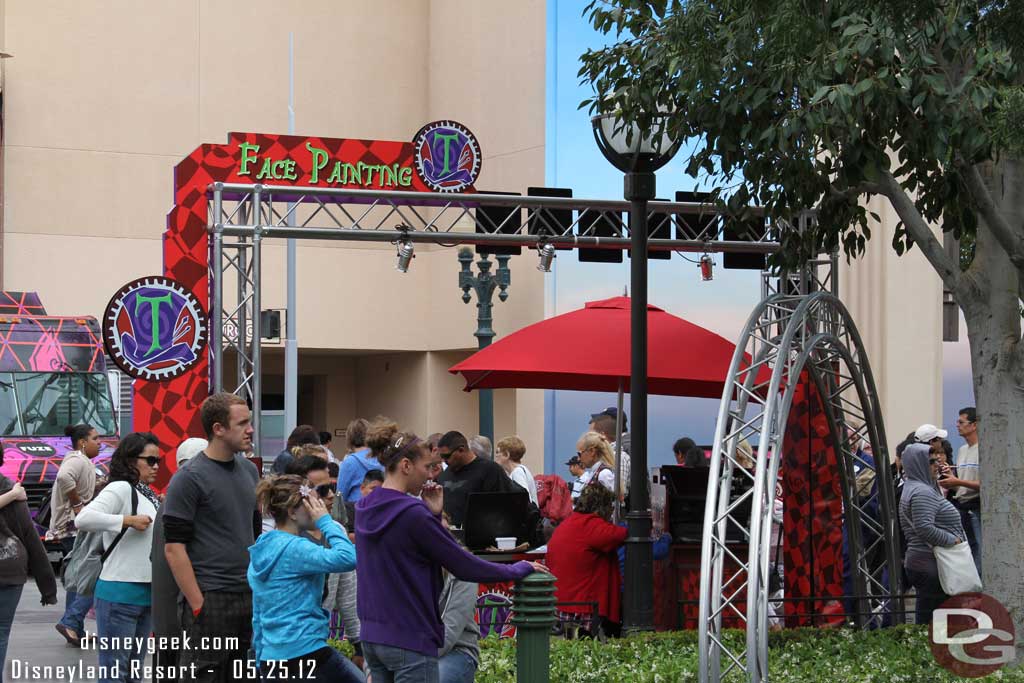 The Face Painting area is now on Sunset Blvd vs by Muppets.