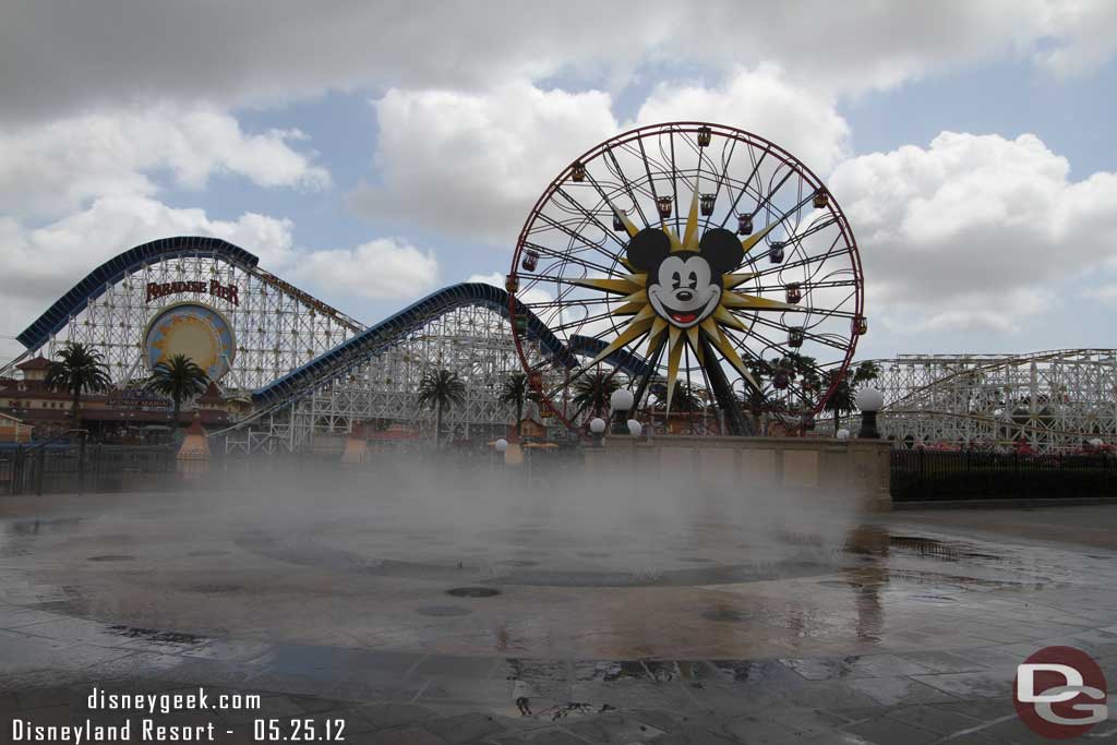 The fountains in Paradise Park were on, but since it was cool out no one was in them..