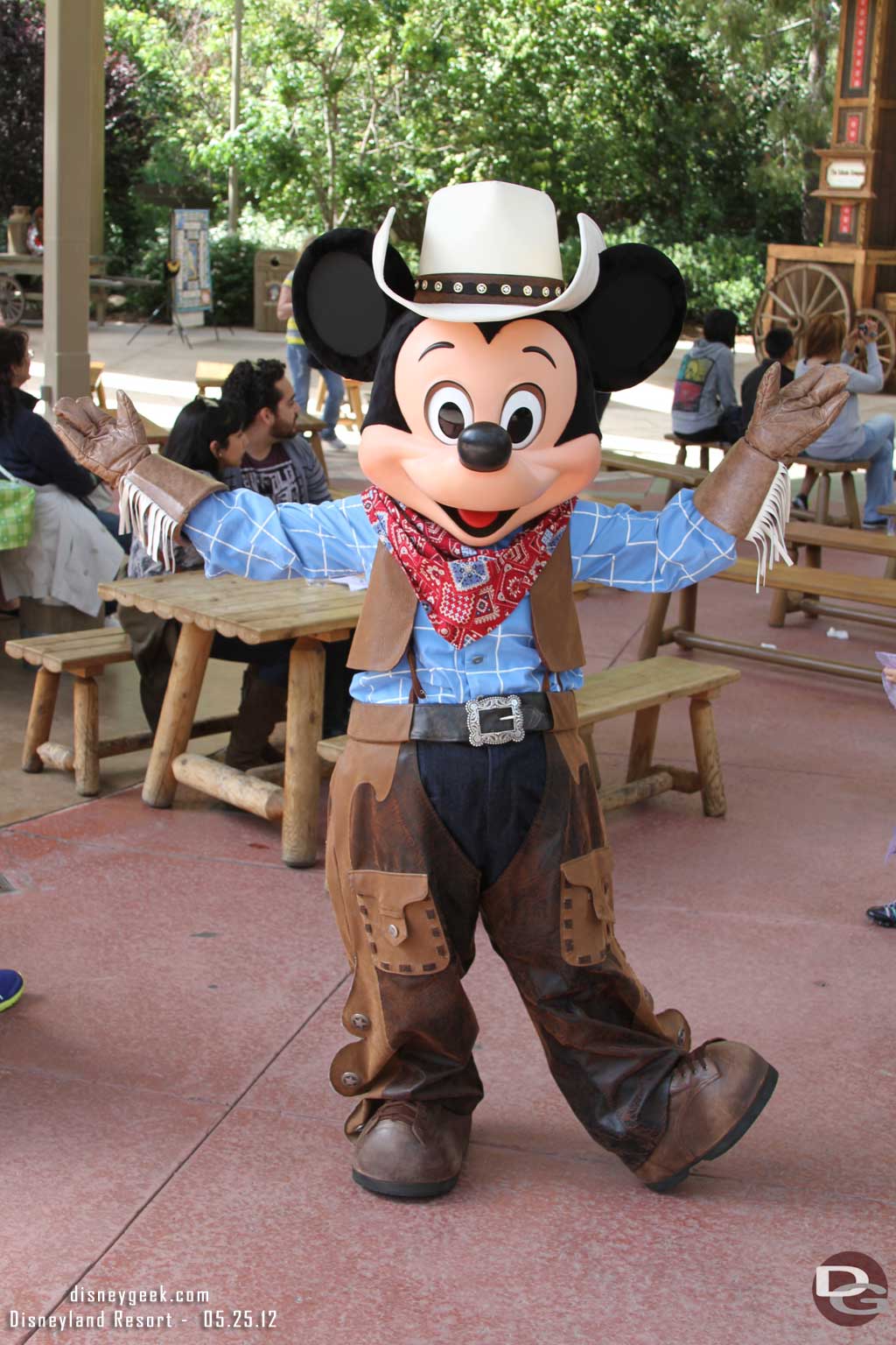 Cowboy Mickey out for pictures.