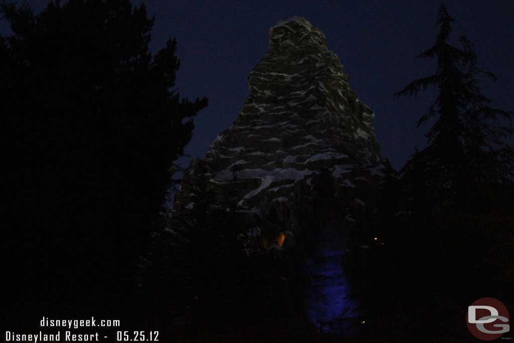 The Matterhorn.. I did not take the time to set up the picture..  but the waterfalls were off and the lights on it. 