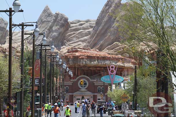 Cars Land is alive with activity today.  Plenty of cast members and workers moving around.