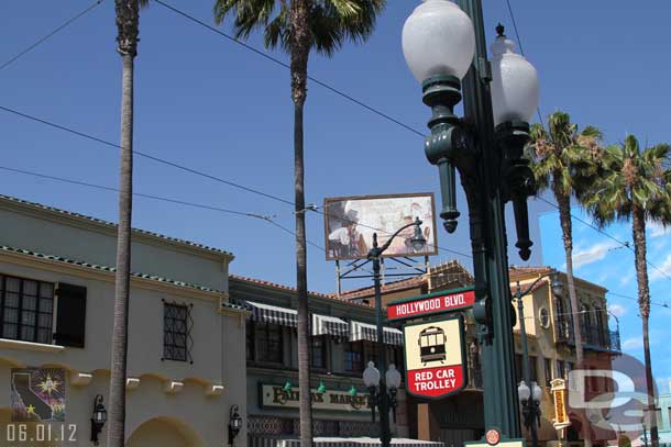 Signage for the Red Car Trolley stop near the Animation Building.