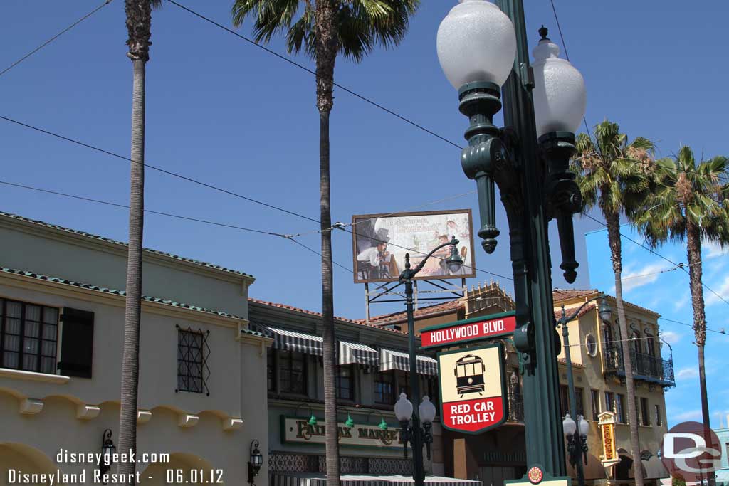 Signage for the Red Car Trolley stop near the Animation Building.