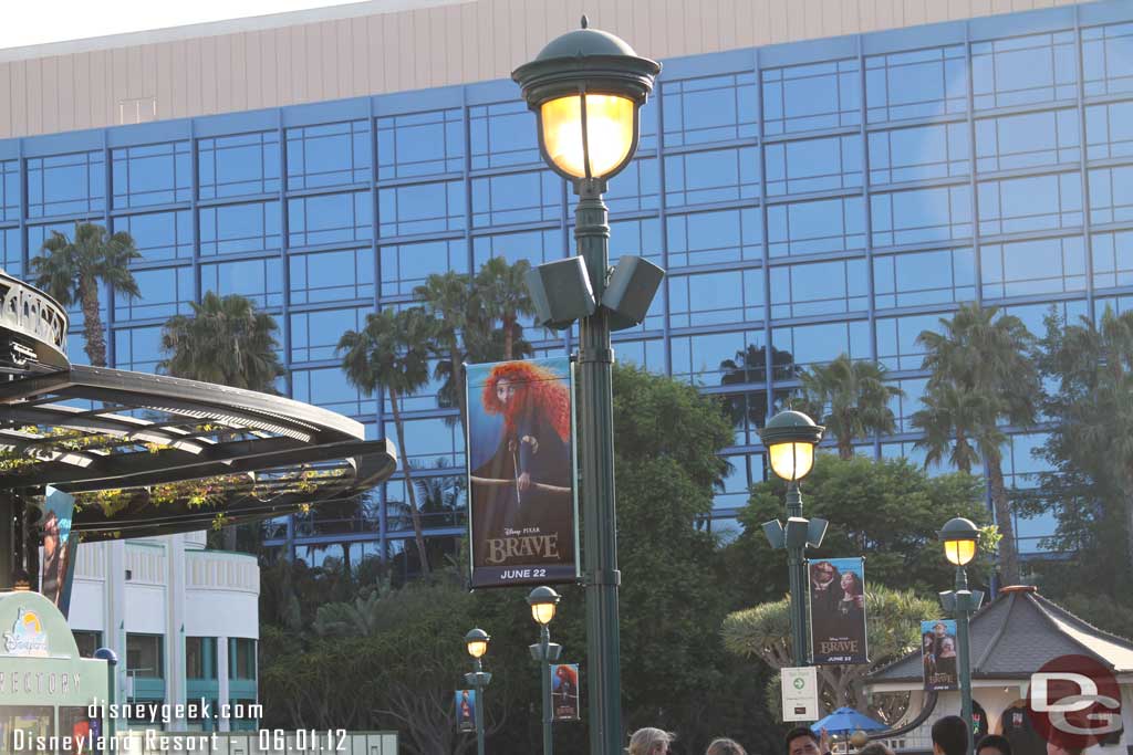 Next stop the Disneyland Hotel.  Brave banners are up around the theater.