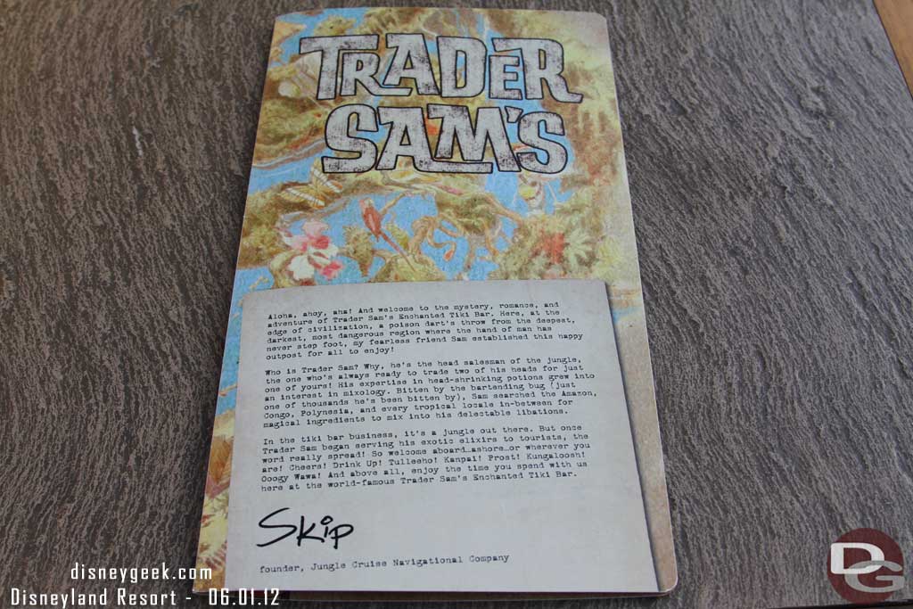 A check of Trader Sams menu.