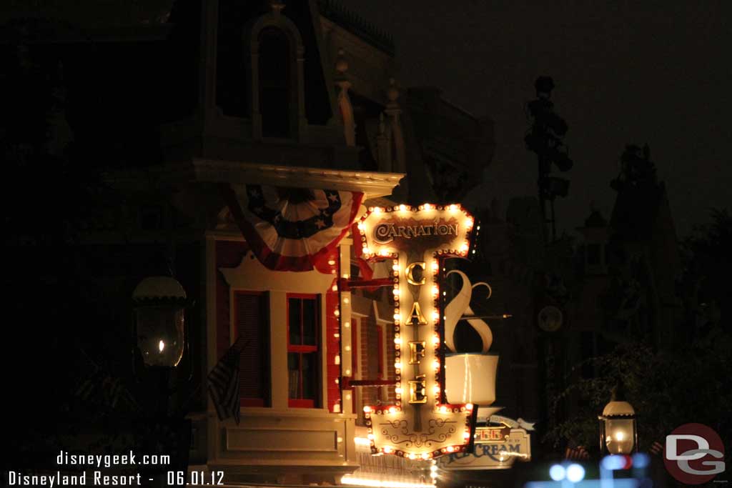 The Carnation sign was lit up (dimmed right now for Magical though).