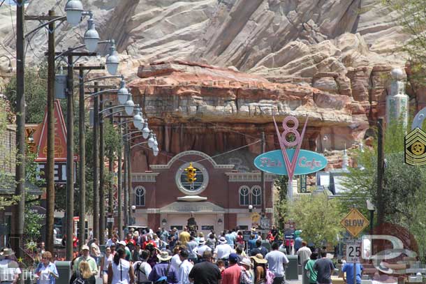 Route 66 full of cast members and their guests.