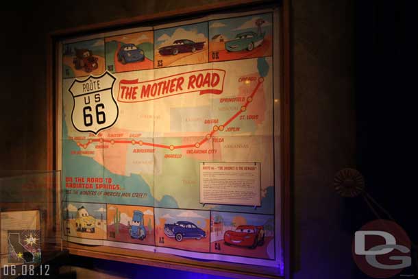 Right before the door is this great map of Route 66.