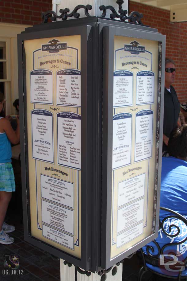 A menu is now posted outside.