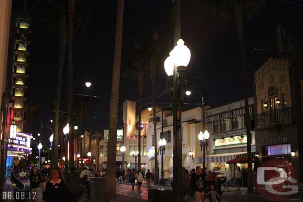 The lights were on today along Hollywood Blvd.  I do not think they interfered with the Mad T Party which was my hunch why they were off last week. 