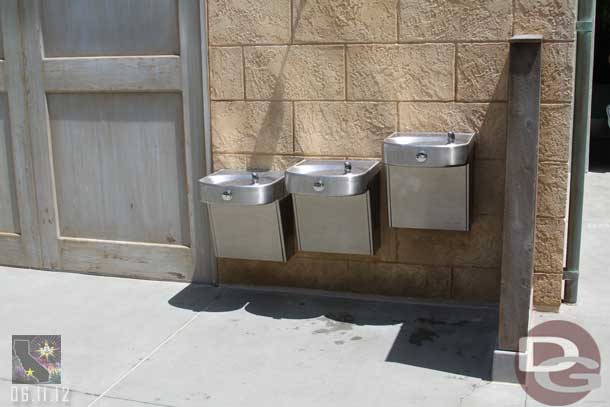 There are one set of restrooms and drinking fountains.  Good news is the waters was very cold coming out...