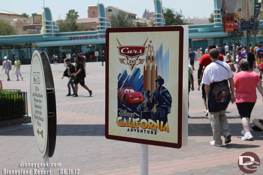 Signs up near the Disneyland Entrance.